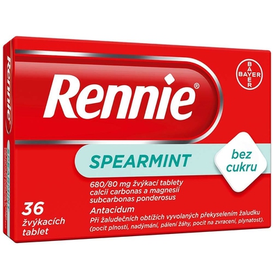 RENNIE Spearmint bez cukru 36 žvýkacích tablet